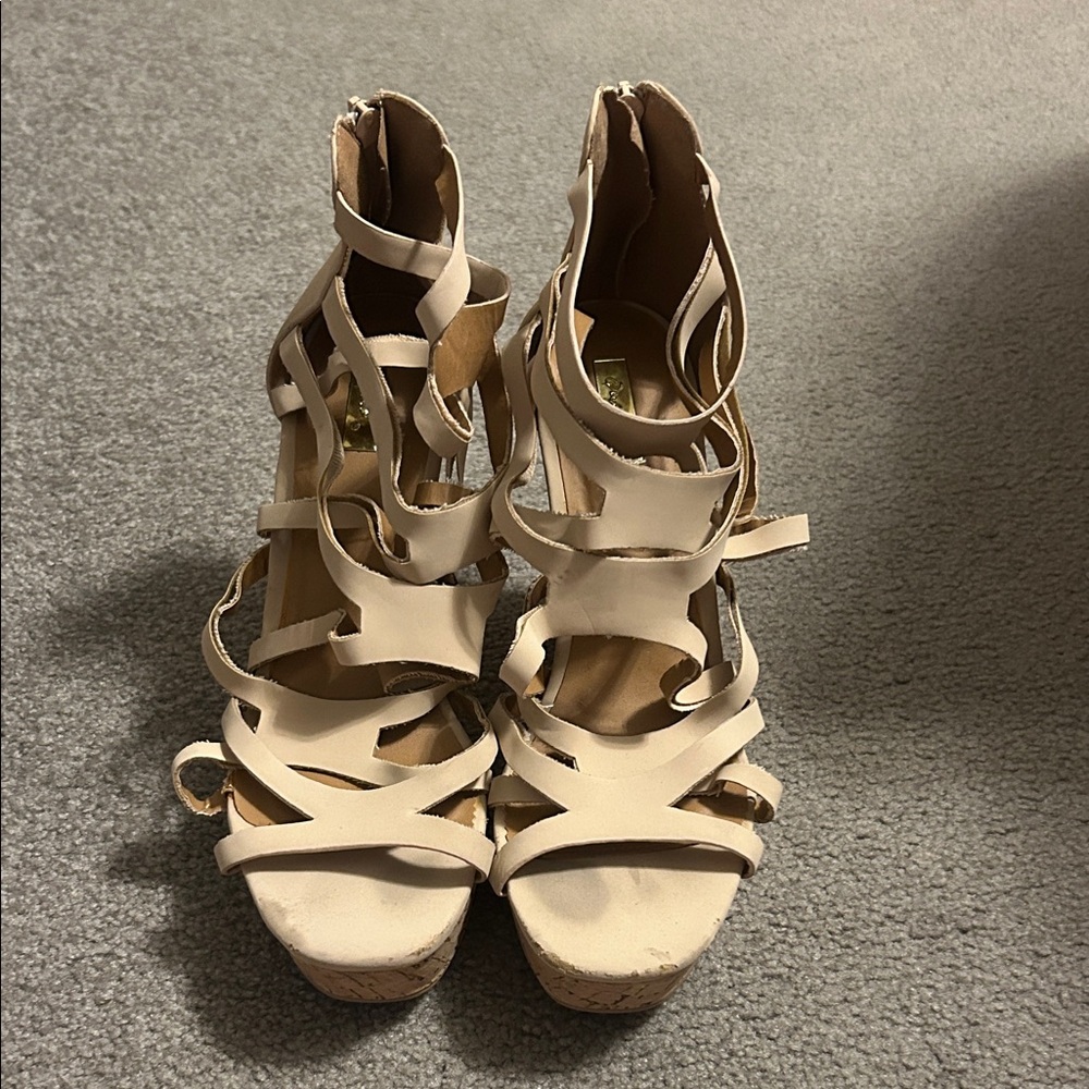 Charlotte Russe Cream Strappy Heels